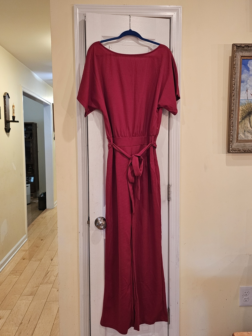 Women's Red Tie-Waist Jumpsuit